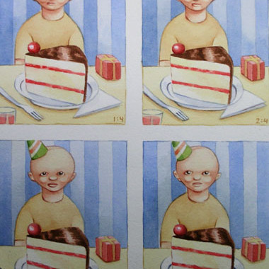 "Little bald guy 1997" Watercolor